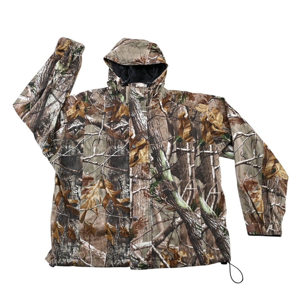 Russell Outdoors Raintamer II Camo Hooded Hunting Jacket Men's M Gorpcore Coat